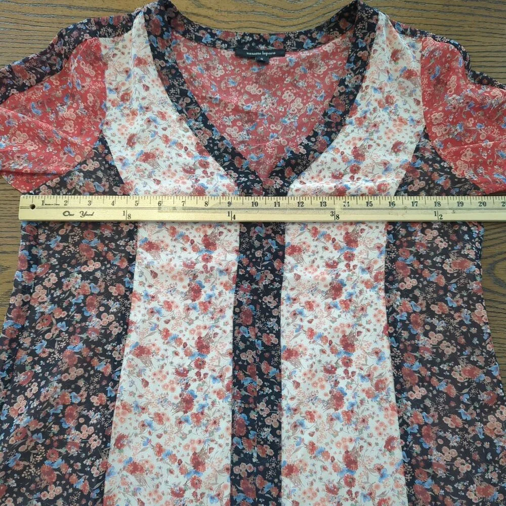 Nanette Lepore floral butterfly sleeves bohemian gypsy saloon pullover blouse M - Picture 12 of 15